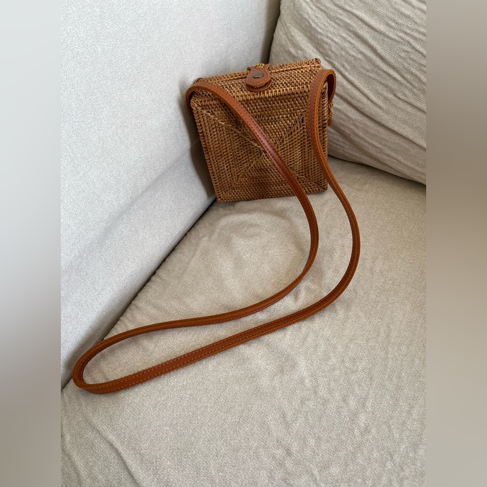 Square Rattan Crossbody Bag